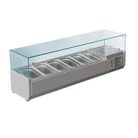 FED-X Flat Glass Salad Bench Stainless Steel - XVRX1500/380