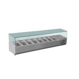 FED-X Flat Glass Salad Bench Stainless Steel - XVRX1800/380