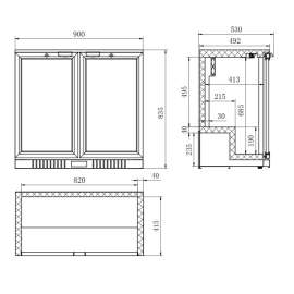 LCE Under Bench Two Door Bar Cooler - LC208H