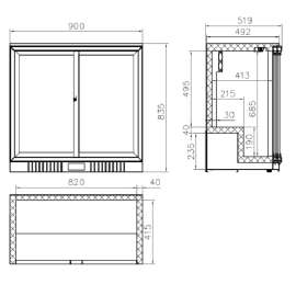 LCE Under Bench Two Sliding Door Bar Cooler - LC208S
