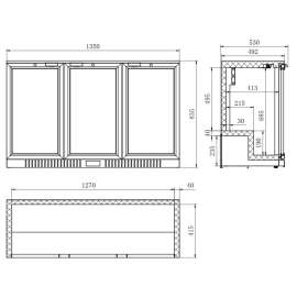 LCE Under Bench Three Door Bar Cooler - LC330H
