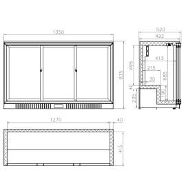 LCE Under Bench Three Sliding Door Bar Cooler - LC330S
