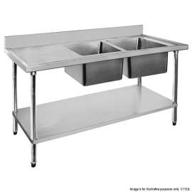 Economic 304 Grade Stainless Steel Double Sink Benches 700mm Deep