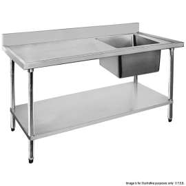 Economic 304 Grade Stainless Steel Single Sink Benches 700 Deep