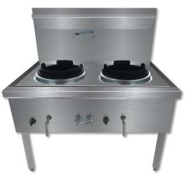 Gasmax Freestanding Nature Gas Double Waterless Wok Chimney Burner 1200mm Width - WW-2NC