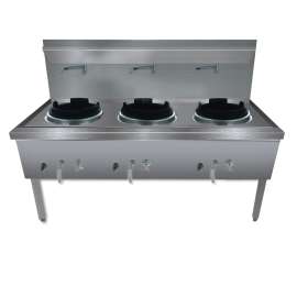 Gasmax Freestanding Nature Gas Triple Waterless Wok Chimney Burner 1800mm Width - WW-3NC