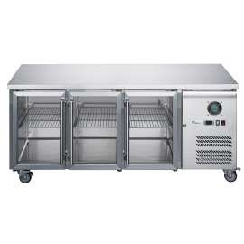 FED-X Three Glass Door Bench Fridge Stainless Steel - XUB6C18G3V