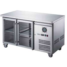 FED-X Two Glass Door Bench Fridge Stainless Steel - XUB6C13G2V