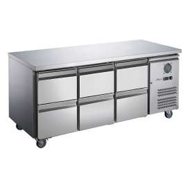 FED-X S/S Three Door Bench Fridge with Drawers - XUB7C18S3D