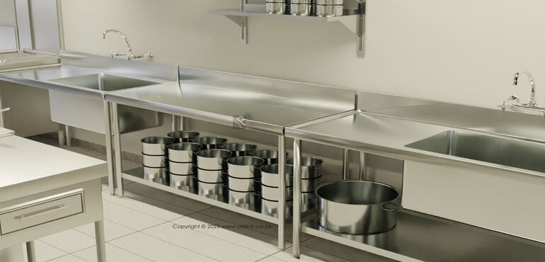 Steel Benches with Splashback