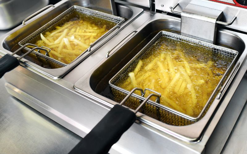 French fries in deep fryer